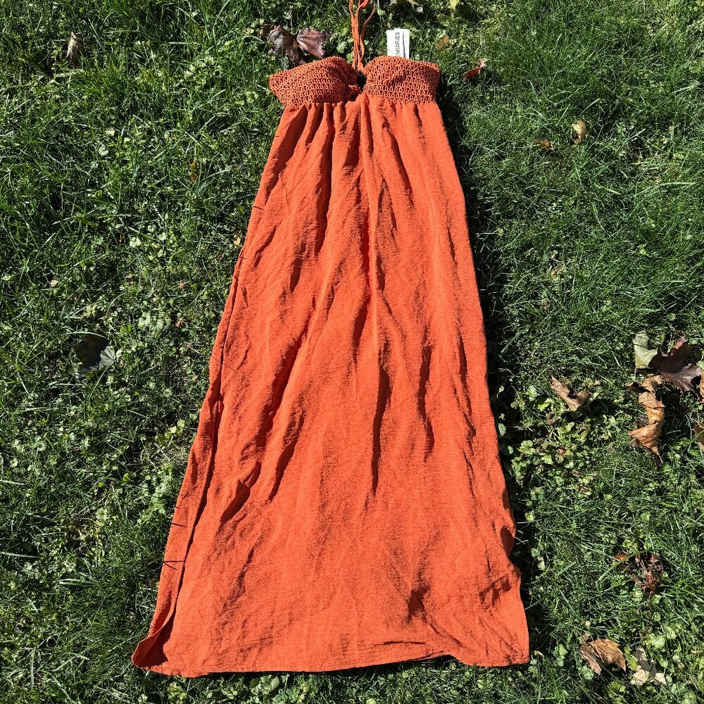 NWT Crochet Babydoll Rust Maxi Dress